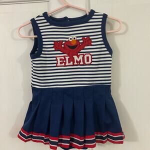 Sesame Street Elmo Navy White Red Striped Dress 6-9 month